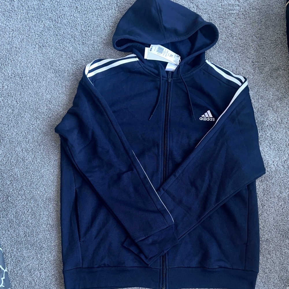 New with tag Adidas Dark Blue Zip-Up hoodie